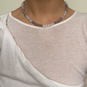 Handmade Natural Stone Stainless Steel Beaded Necklace Choker